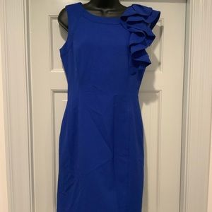 Calvin Klein sleeveless cocktail dress w/ ruffle